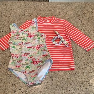 Size 5 (110) Hanna Andersson Bathing Suit and 5-6 Mini Boden Rash Guard